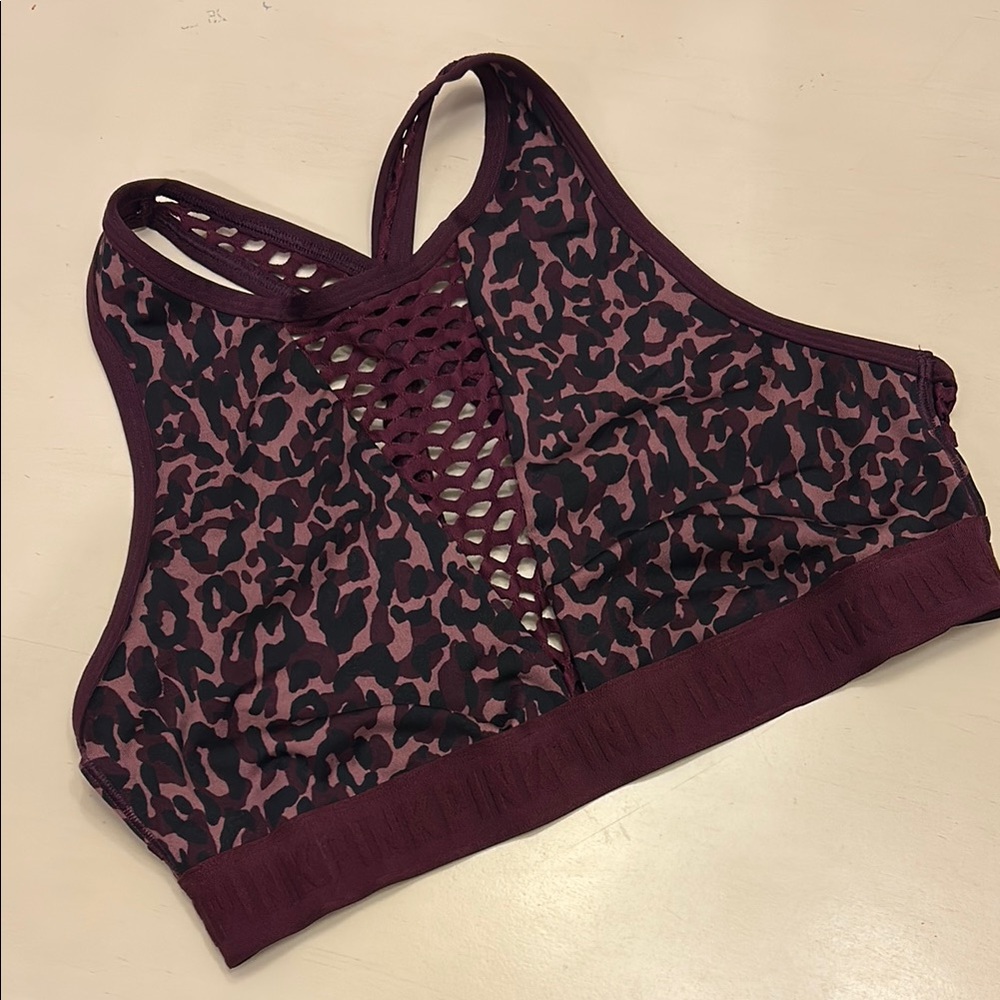 PINK Victoria's Secret Burgundy Leopard Sports Bra